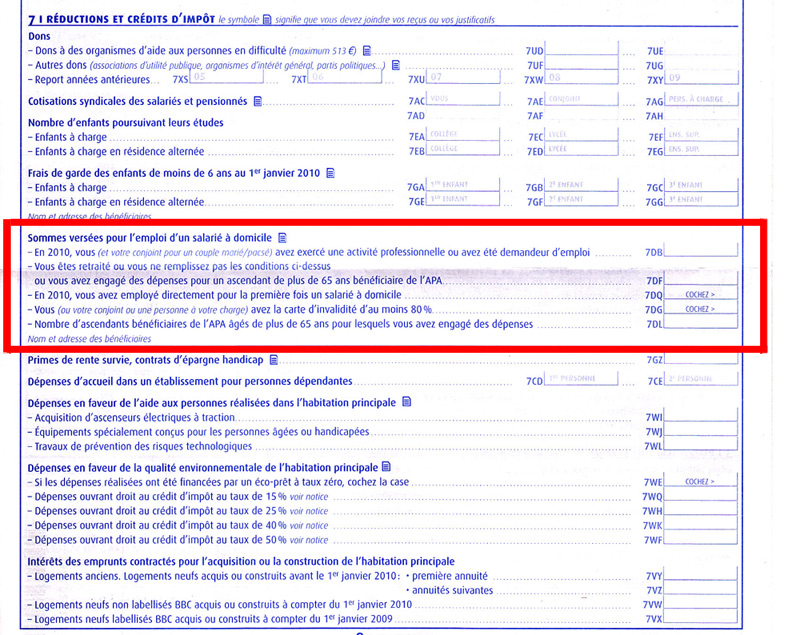 Comment remplir sa déclaration d'impôts pour bénéficier de la réduction/deduction fiscale de 50% des services à la personne aide, declaration, imposition, 2011, 2012, 2013, impôts, urssaf