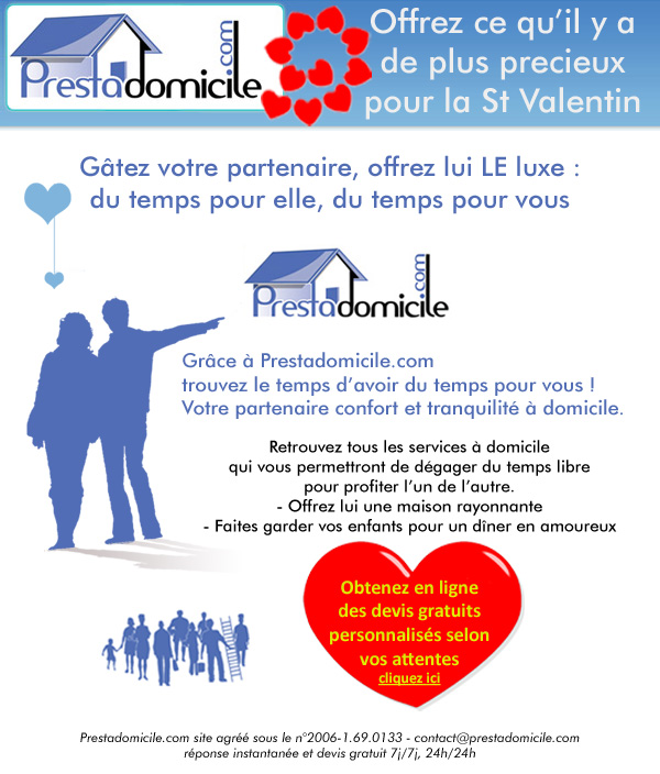 Toute l'&Eacute;quipe Prestadomicile vous souhaite une joyeuse Saint-Valentin